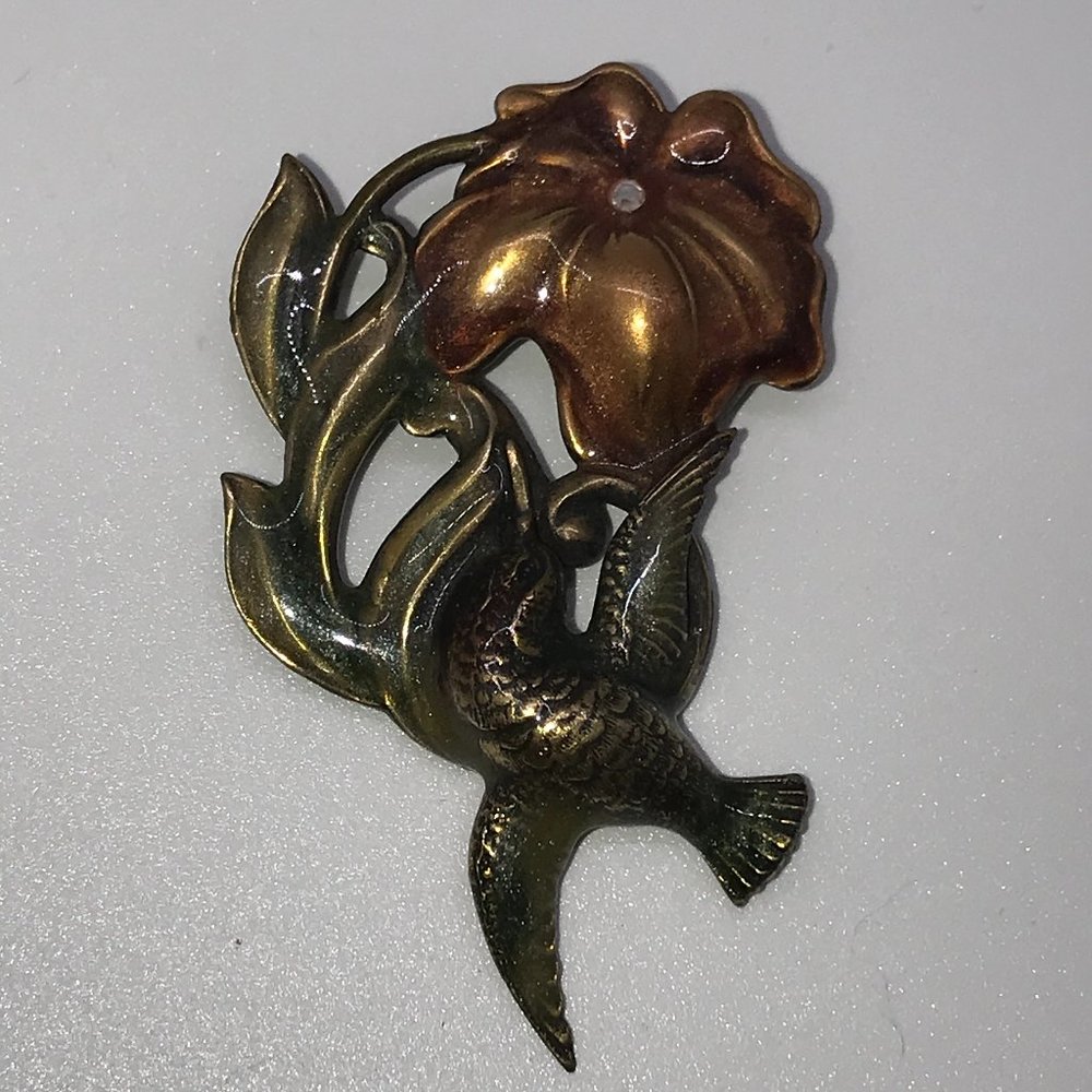 Vintage Sweet Secrets Flower and Bird Pin